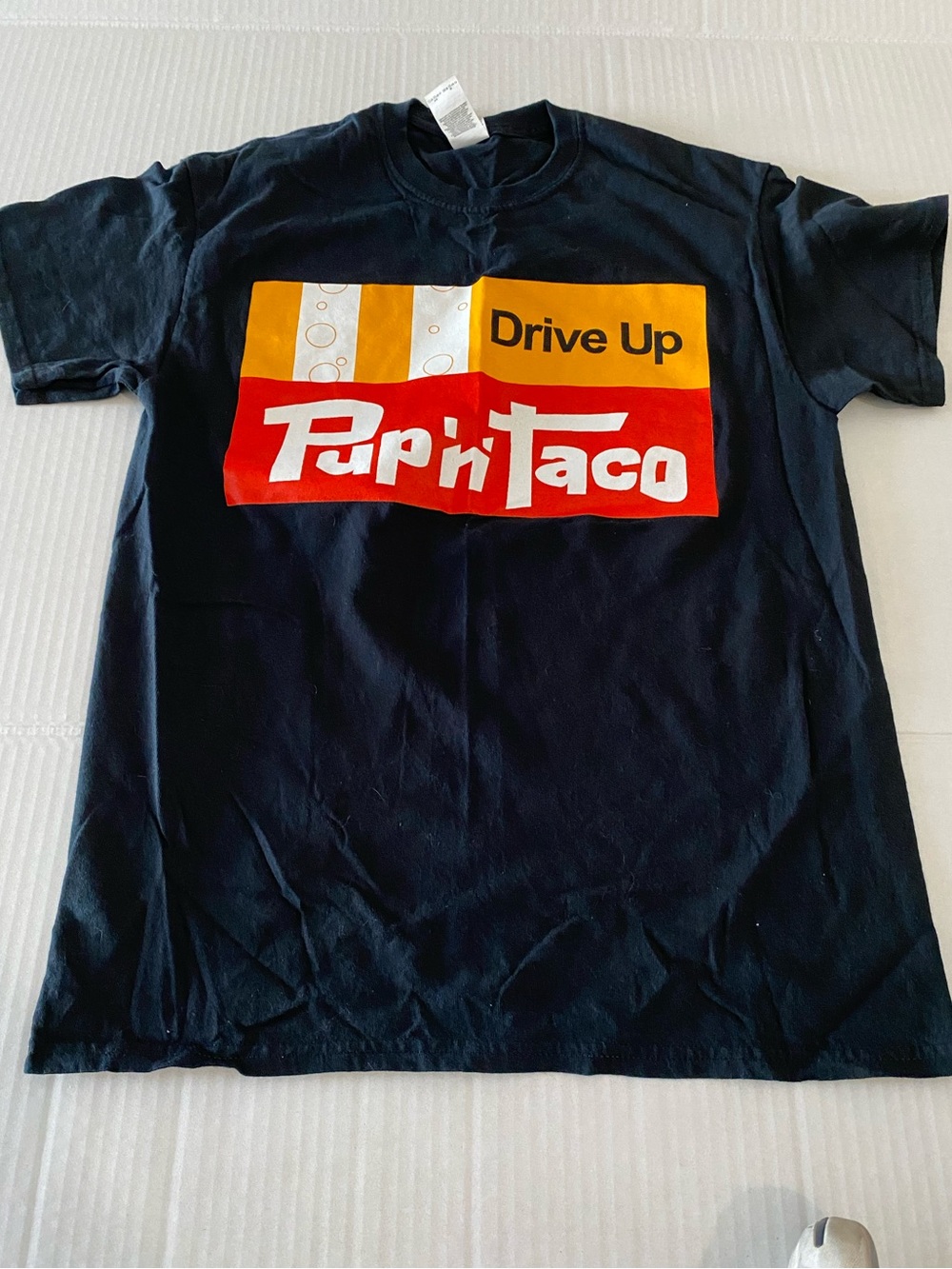 Pup 'n' Taco Mens Black Logo Tee - Drive Up Graphic Size Medium